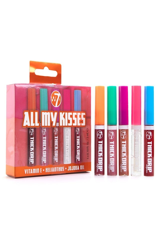 W7 All My Kisses Lip Gloss Gift Set – 5 Piece Thick Drip Collection - Hydrating Lip Care - Stocking Stuffer - Image 1